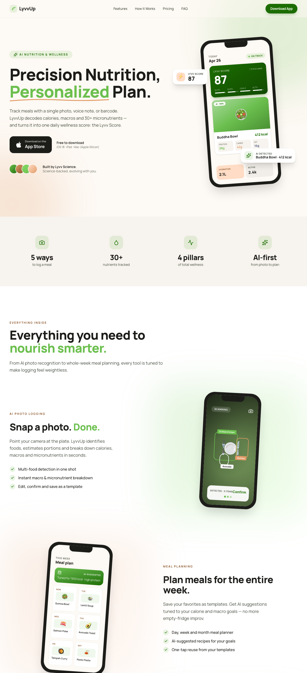 Lyvvup AI Nutrition landing preview